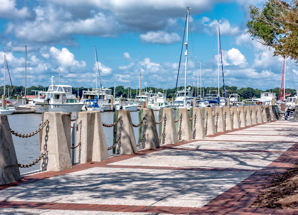 Beaufort South Carolina downtown waterfront on sunny day