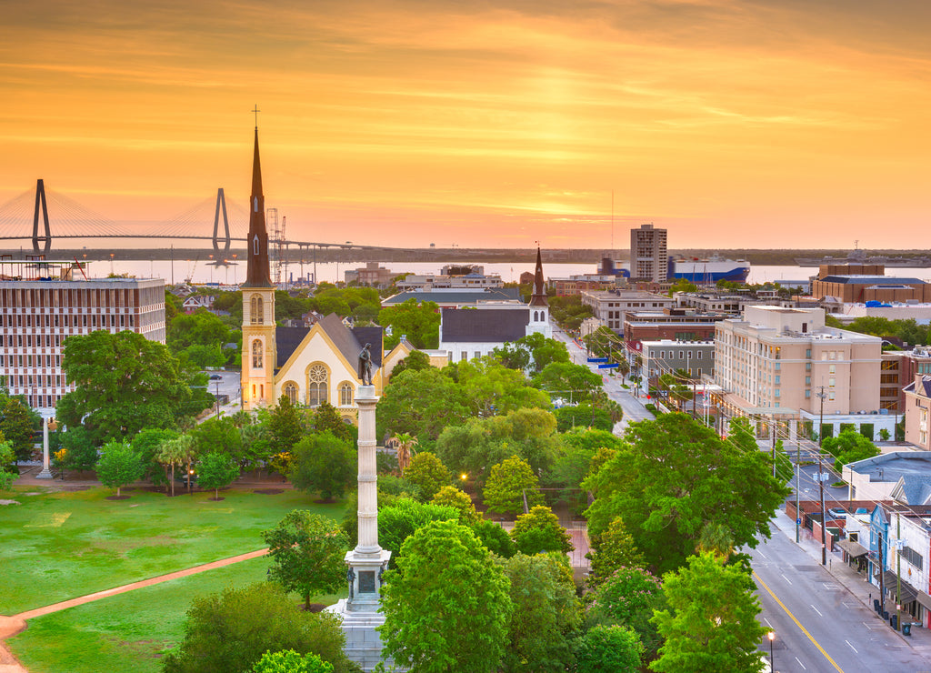 Charleston, South Carolina, USA skyline over Marion Square