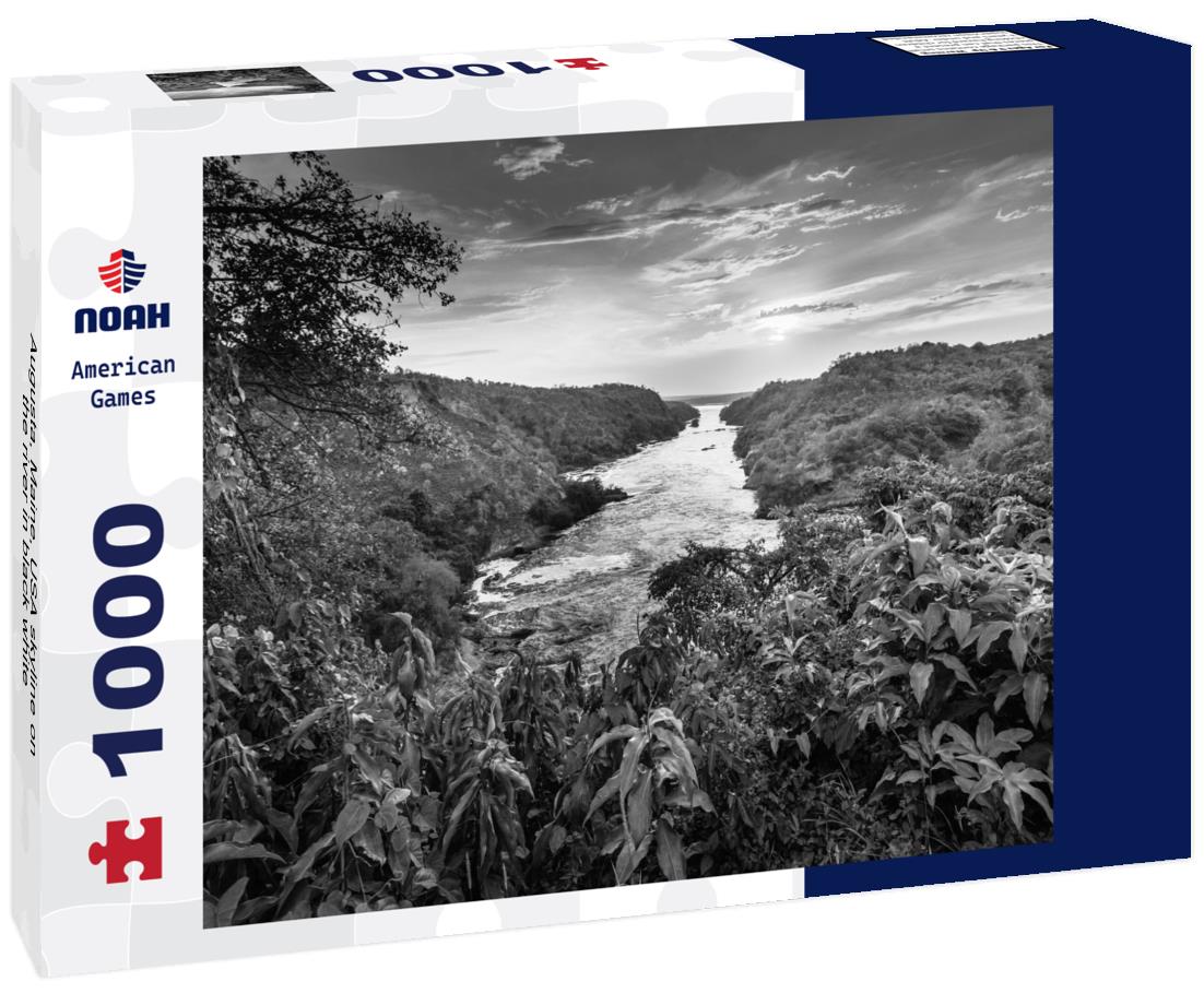 Noah Jigsaw Puzzle Augusta, Maine, USA skyline on the river in black white 1000 pieces