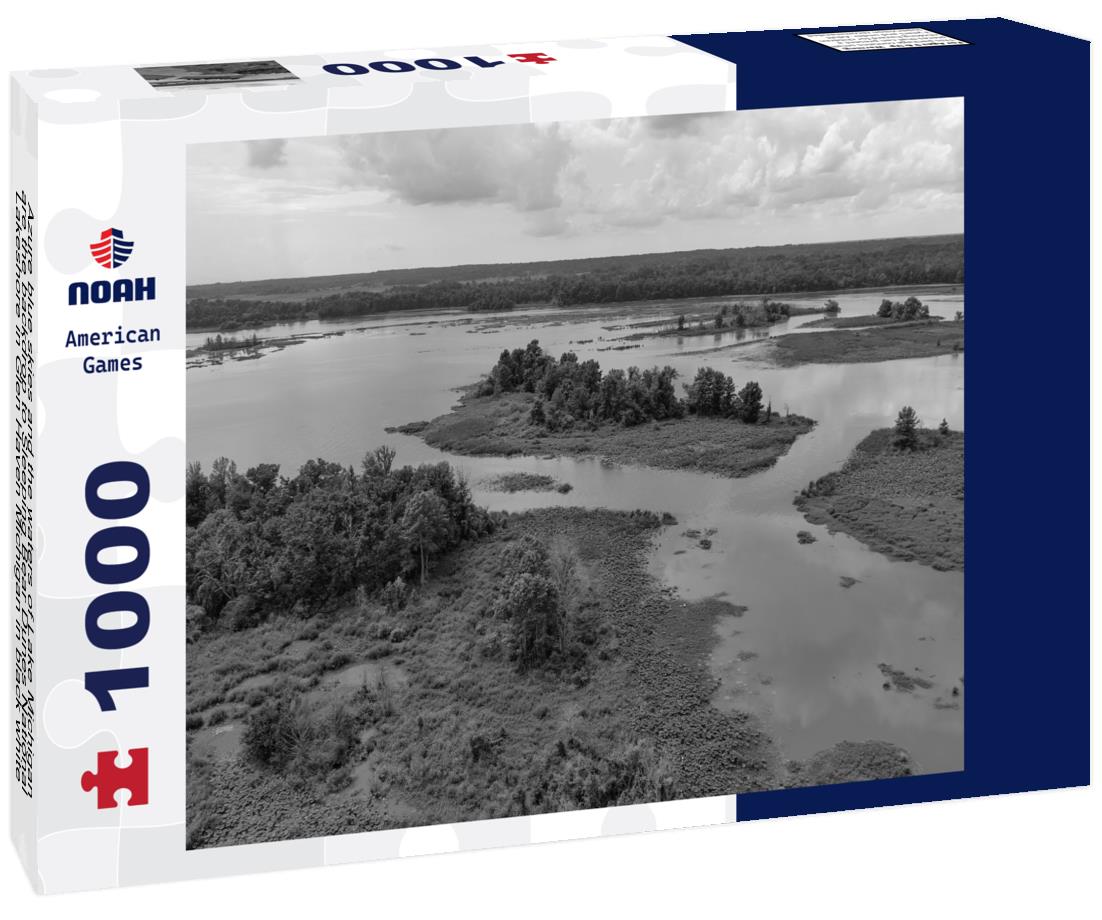Noah Jigsaw Puzzle Azure blue skies and the waters of Lake Michigan are the backdrop to Sleeping Bear Dunes National Lakeshore in Glen Haven Michigan in black white 1000 pieces