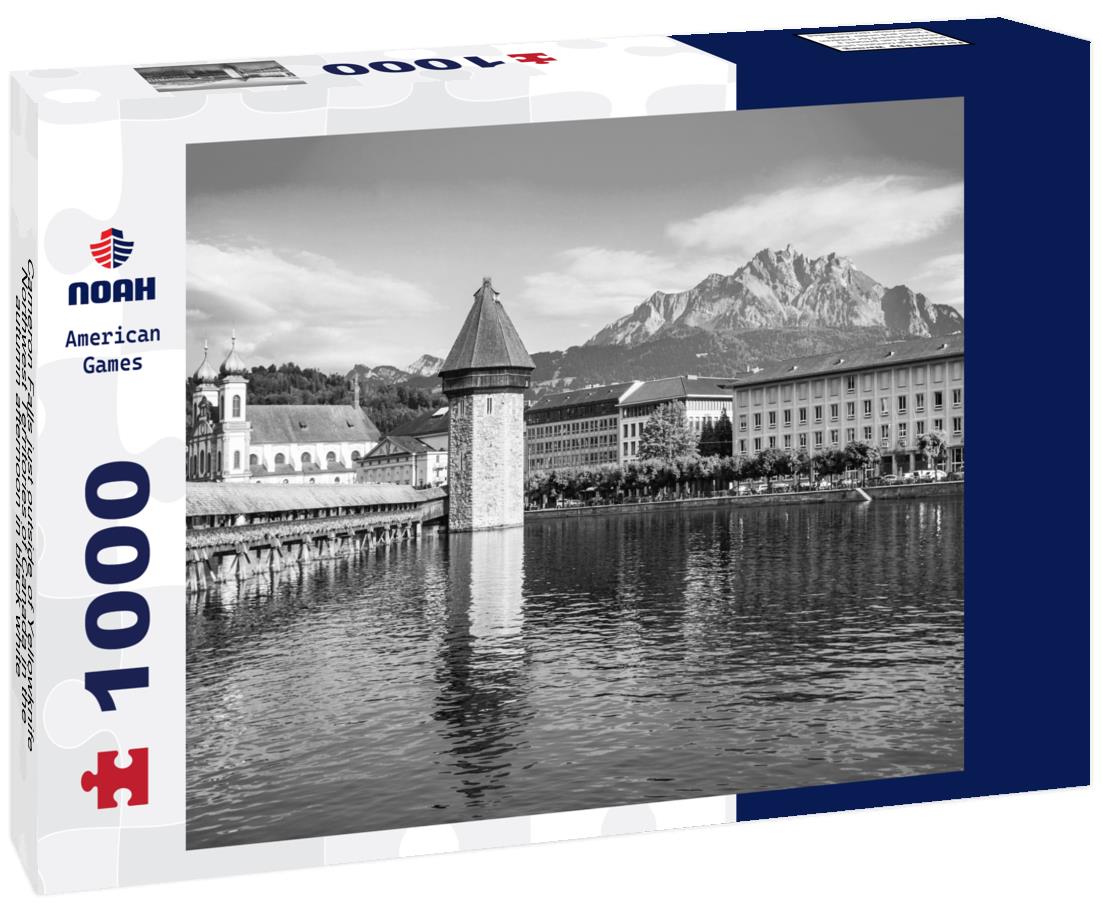 Noah Jigsaw Puzzle Cameron Falls just outside of Yellowknife, Northwest Territories of Canada in the autumn afternoon in black white 1000 pieces