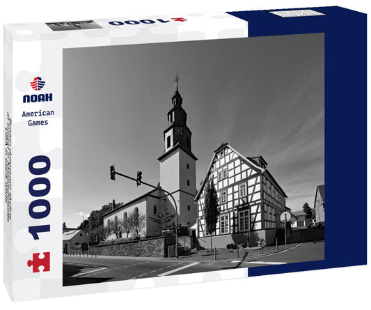 Noah Jigsaw Puzzle Boston downtown skyline at sunset in Massachusetts, USA in black white 1000 pieces