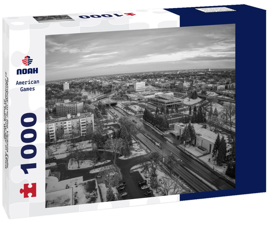 Noah Jigsaw Puzzle Rainbow over the Victoria Falls in Zimbabwe, sunny day in Africa in black white 1000 pieces