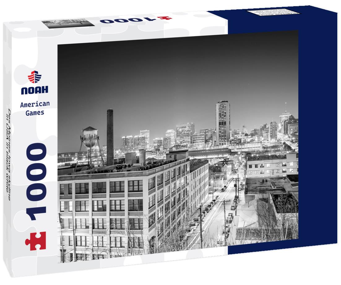 Noah Jigsaw Puzzle Des Moines Iowa skyline in USA in black white 1000 pieces