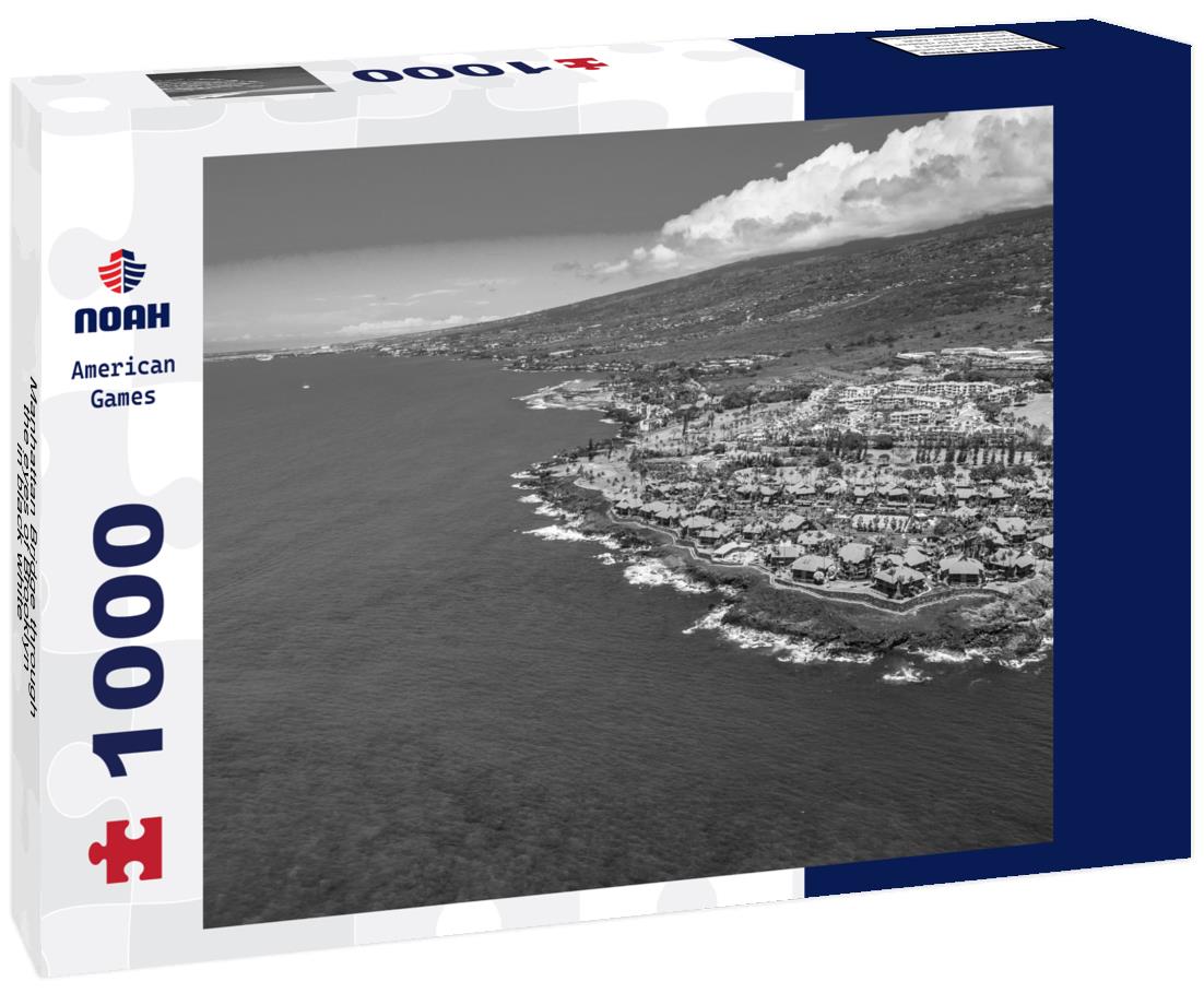 Noah Jigsaw Puzzle Manhattan Bridge through the eyes of Brooklyn in black white 1000 pieces