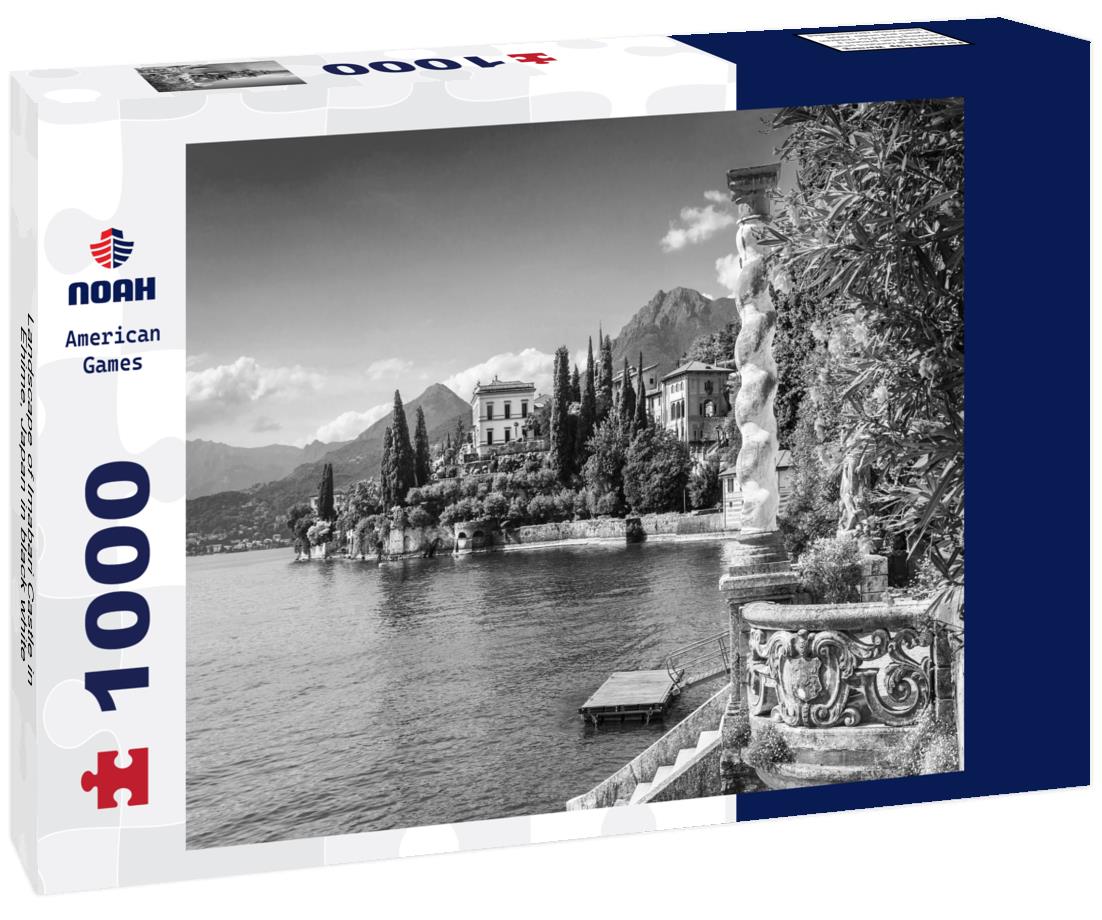 Noah Jigsaw Puzzle Landscape of Imabari Castle in Ehime, Japan in black white 1000 pieces