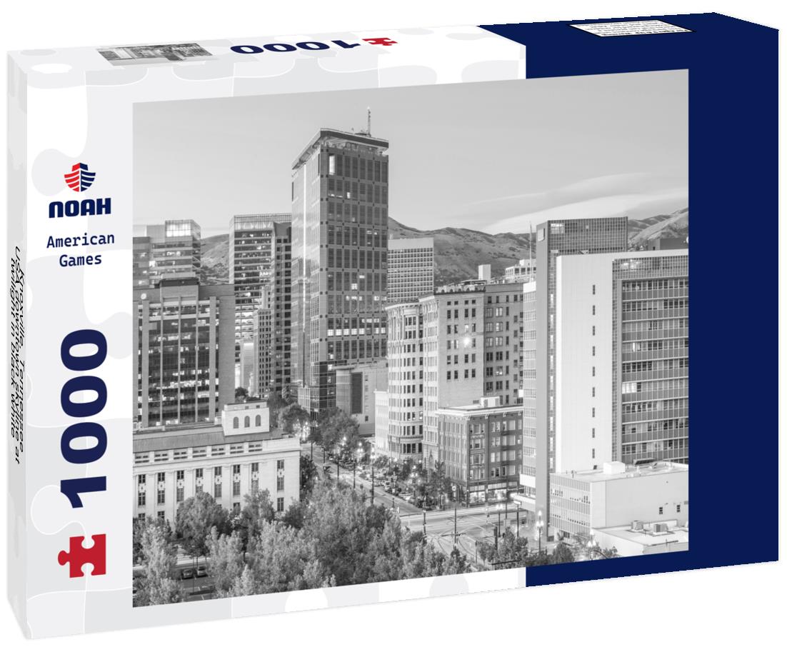 Noah Jigsaw Puzzle Knoxville, Tennessee, USA downtown skyline at twilight in black white 1000 pieces