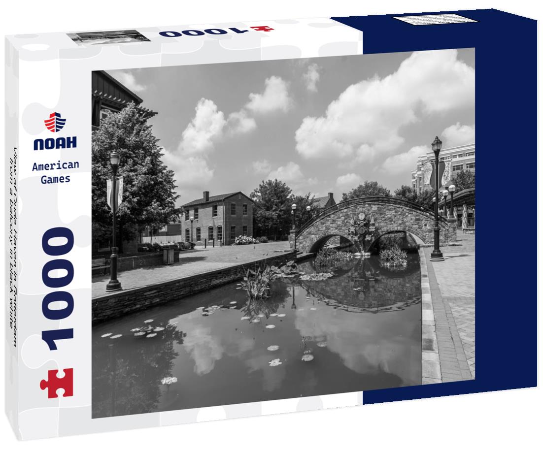 Noah Jigsaw Puzzle View of Oude Haven in Rotterdam from a balcony in black white 1000 pieces