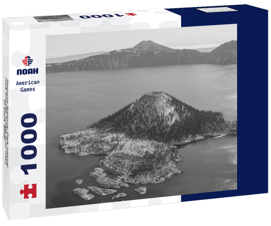 Noah Jigsaw Puzzle Sequoia National Park natural rock boulder bridge over road in black white 1000 pieces