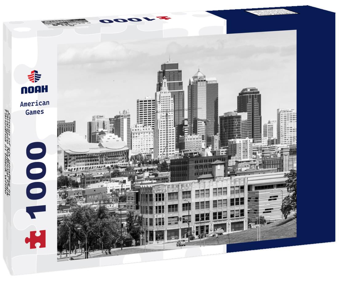 Noah Jigsaw Puzzle Group of six giraffes in Tarangire National Park, Tanzania in black white 1000 pieces