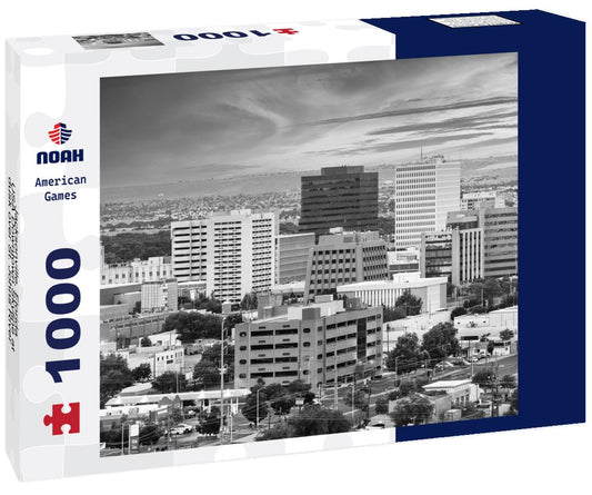 Noah Jigsaw Puzzle Jacksonville, Florida, USA Downtown Skyline at dusk over St. Johns River in black white 1000 pieces