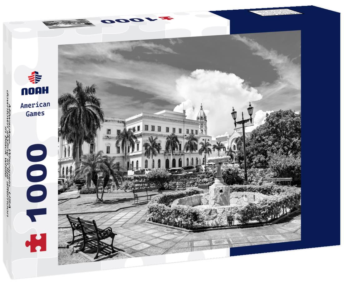 Noah Jigsaw Puzzle Milwaukee, Wisconsin, USA downtown skyline in the afternoon in black white 1000 pieces