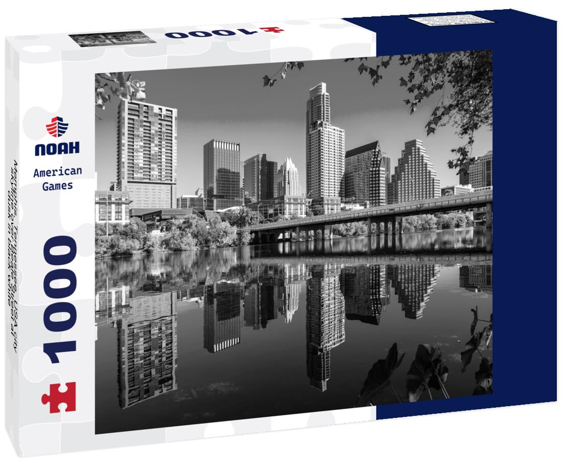 Noah Jigsaw Puzzle Memphis, Tennessee, USA city skyline over Beale Street at dusk in black white 1000 pieces