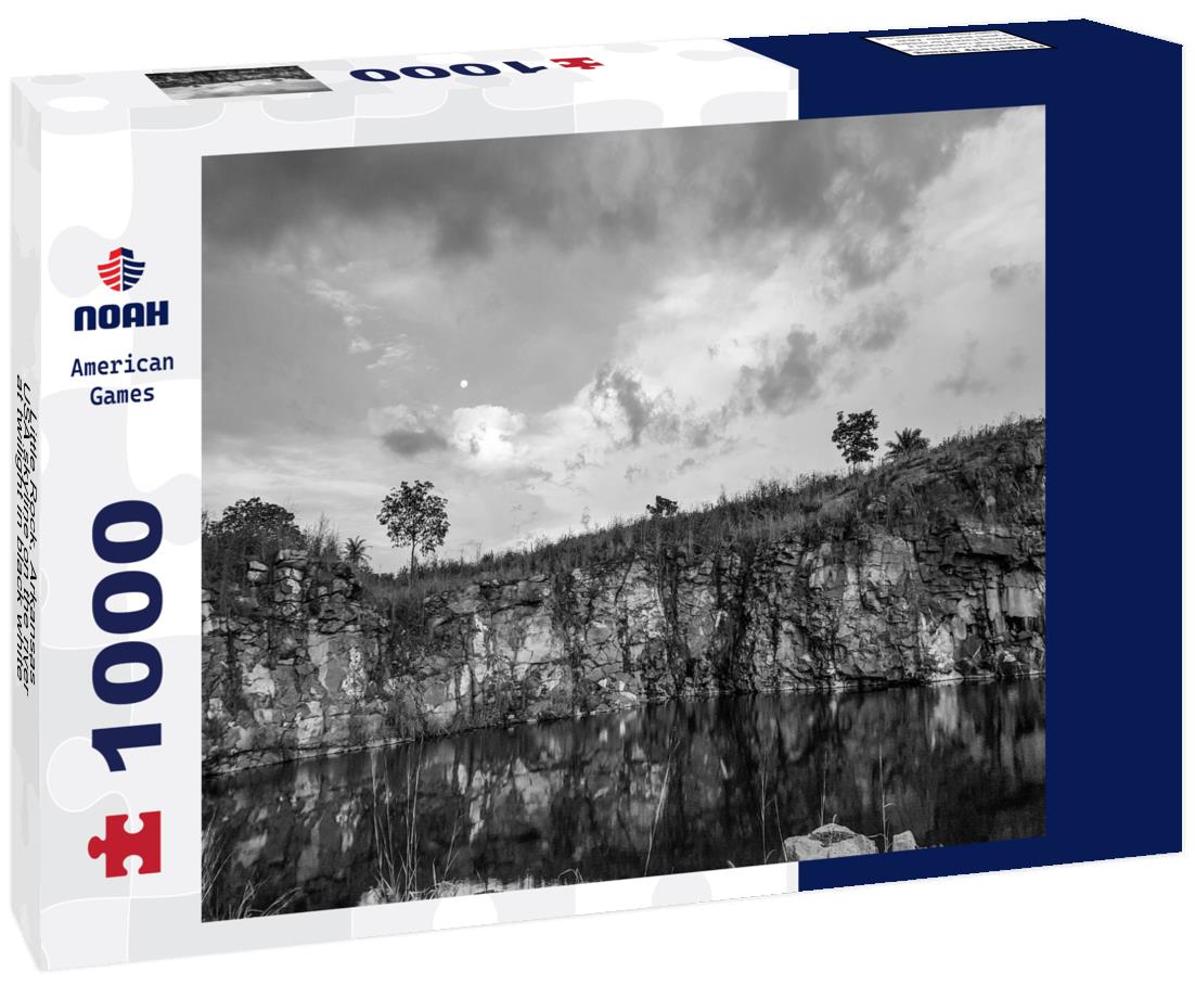 Noah Jigsaw Puzzle Little Rock, Arkansas, USA skyline on the river at twilight in black white 1000 pieces