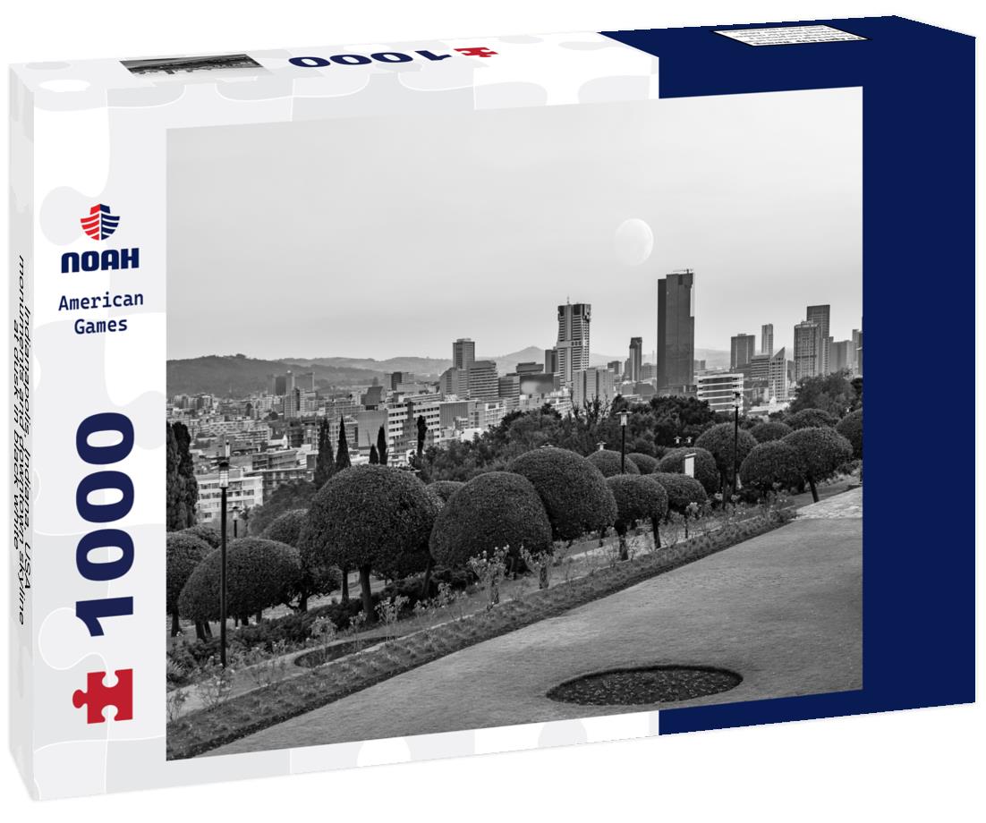 Noah Jigsaw Puzzle Indianapolis, Indiana, USA monuments and downtown skyline at dusk in black white 1000 pieces