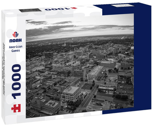 Noah Jigsaw Puzzle Main market square with belfry and church in Veurne, Belgium in black white 1000 pieces