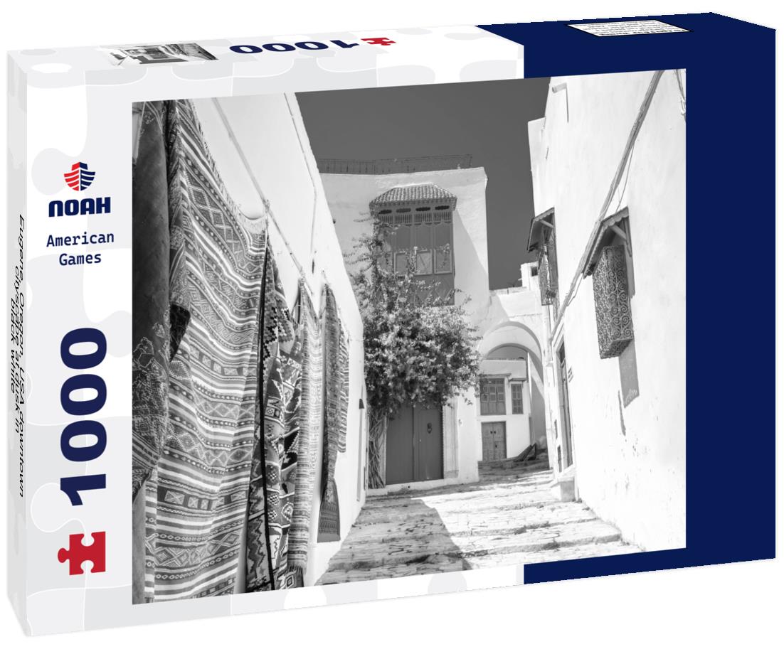 Noah Jigsaw Puzzle Eugene, Oregon, USA downtown cityscape at dusk in black white 1000 pieces