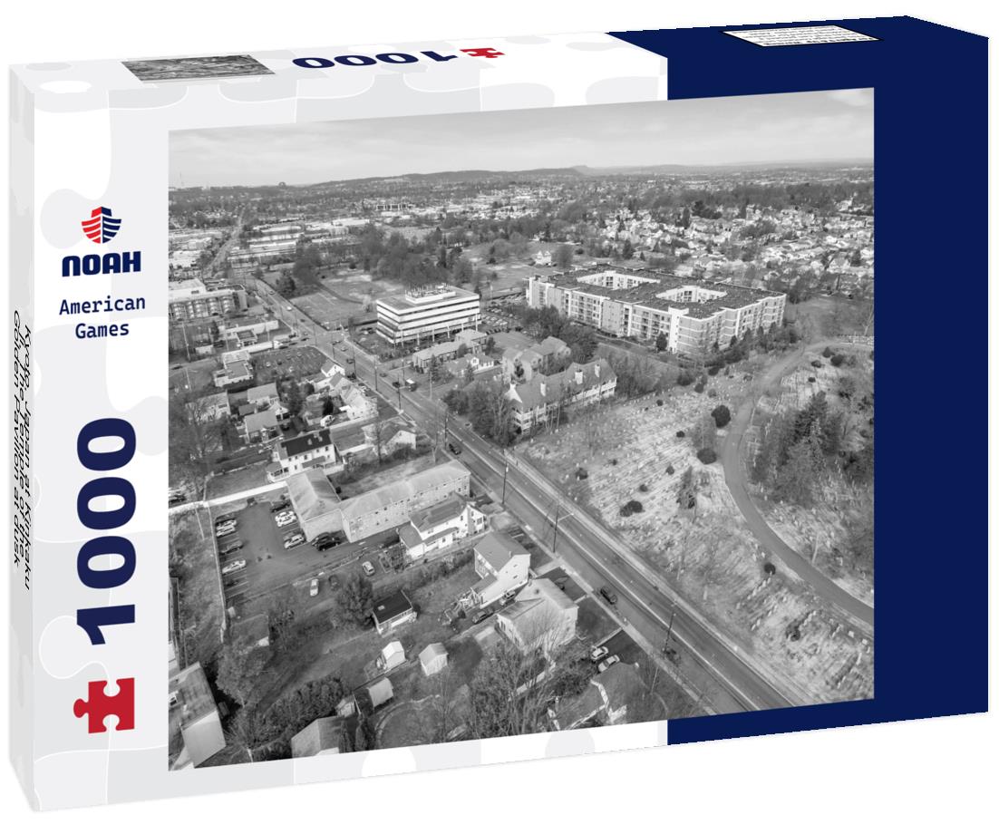 Noah Jigsaw Puzzle Kyoto, Japan at Kinkaku-ji, The Temple of the Golden Pavilion at dusk in black white 1000 pieces