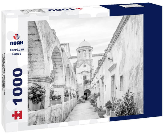 Noah Jigsaw Puzzle Brook flows through the historic city center. Schwabach, Bavaria, Germany in black white 1000 pieces