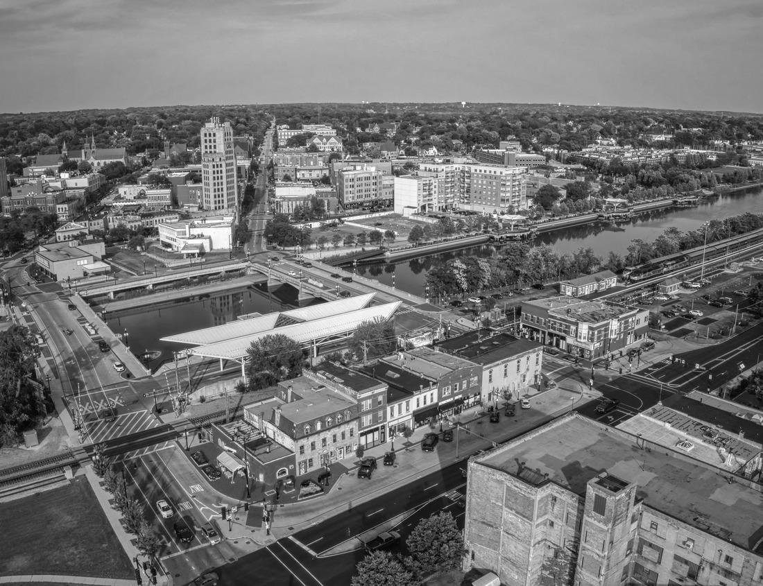 Noah Jigsaw Puzzle Columbus, Georgia, USA downtown skyline on the Chattahoochee River in black white 1000 pieces