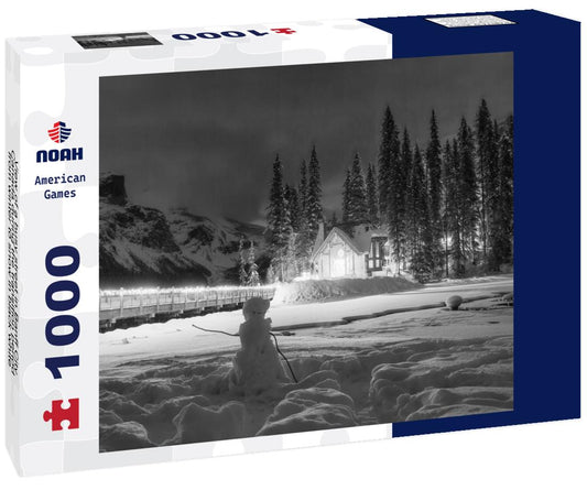 Noah Jigsaw Puzzle View of a busy street in Banff City Canada during the transition period from winter to snow in black white 1000 pieces