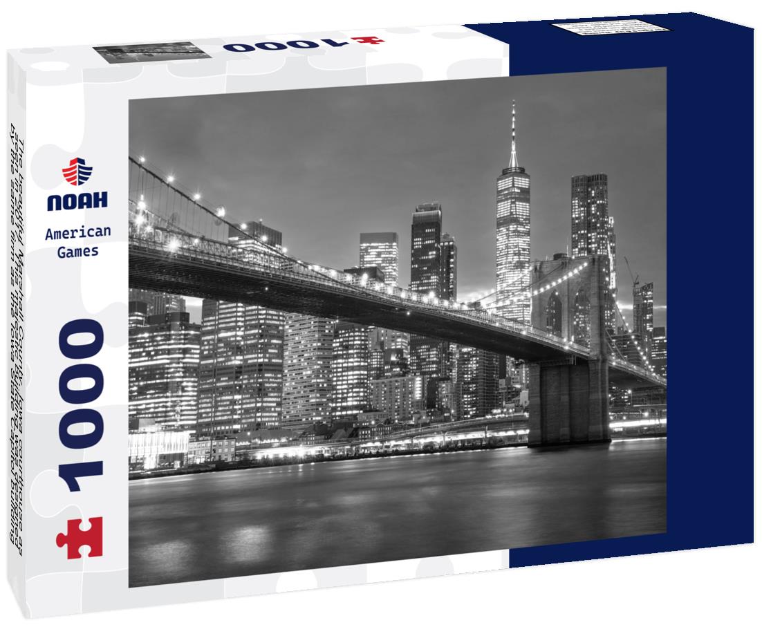 Noah Jigsaw Puzzle The beautiful Marshall County, Iowa courthouse as seen in 2017. This majestic building was designed by the same firm as the Iowa State Capitol building and was completed in 1886 in black white 1000 pieces