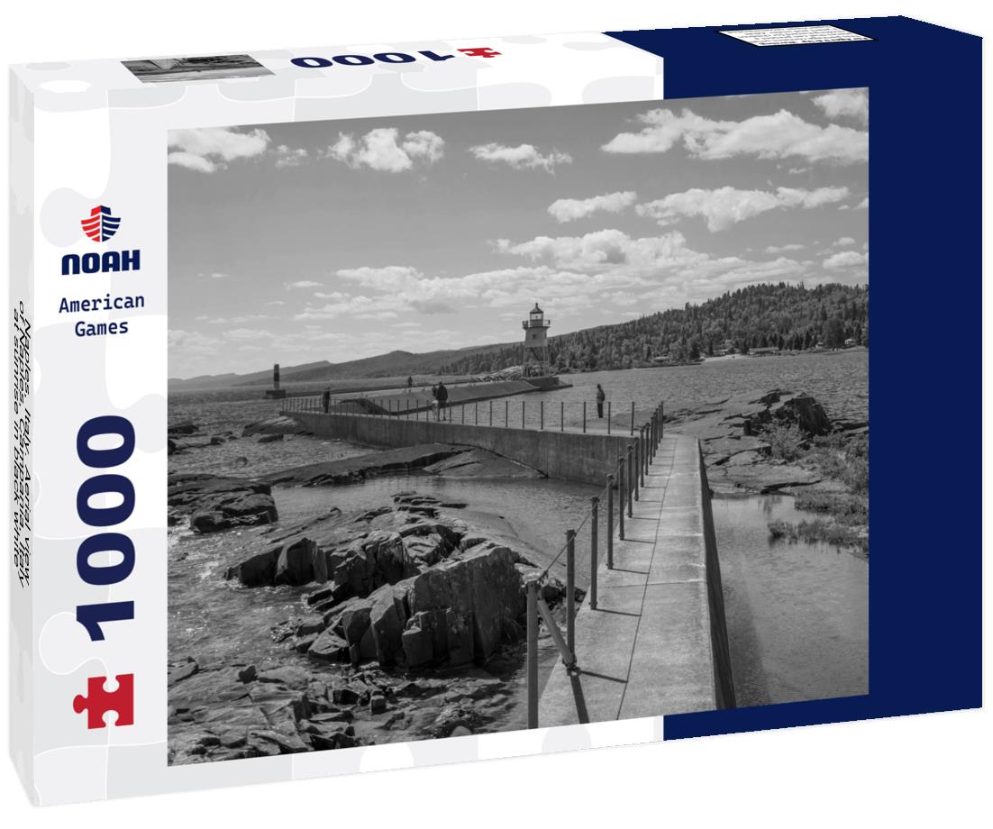 Noah Jigsaw Puzzle Naples, Italy. Aerial view of Naples, Campania, Italy at sunrise in black white 1000 pieces