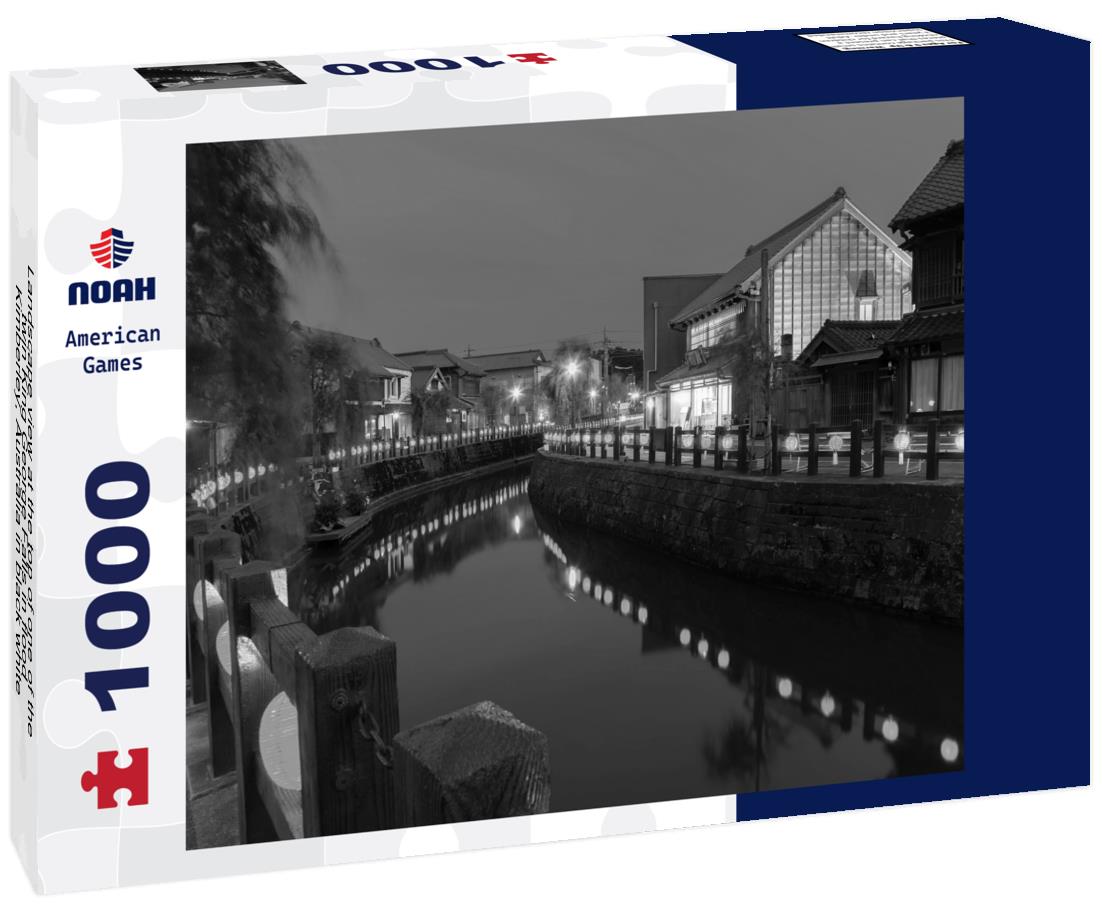 Noah Jigsaw Puzzle Landscape view at the top of one of the twin King George Falls in flood, Kimberley, Australia in black white 1000 pieces