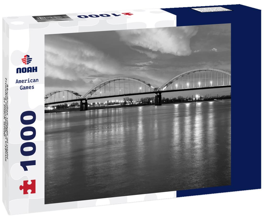 Noah Jigsaw Puzzle Moutoullas village at night, Troodos mountains in Cyprus in black white 1000 pieces