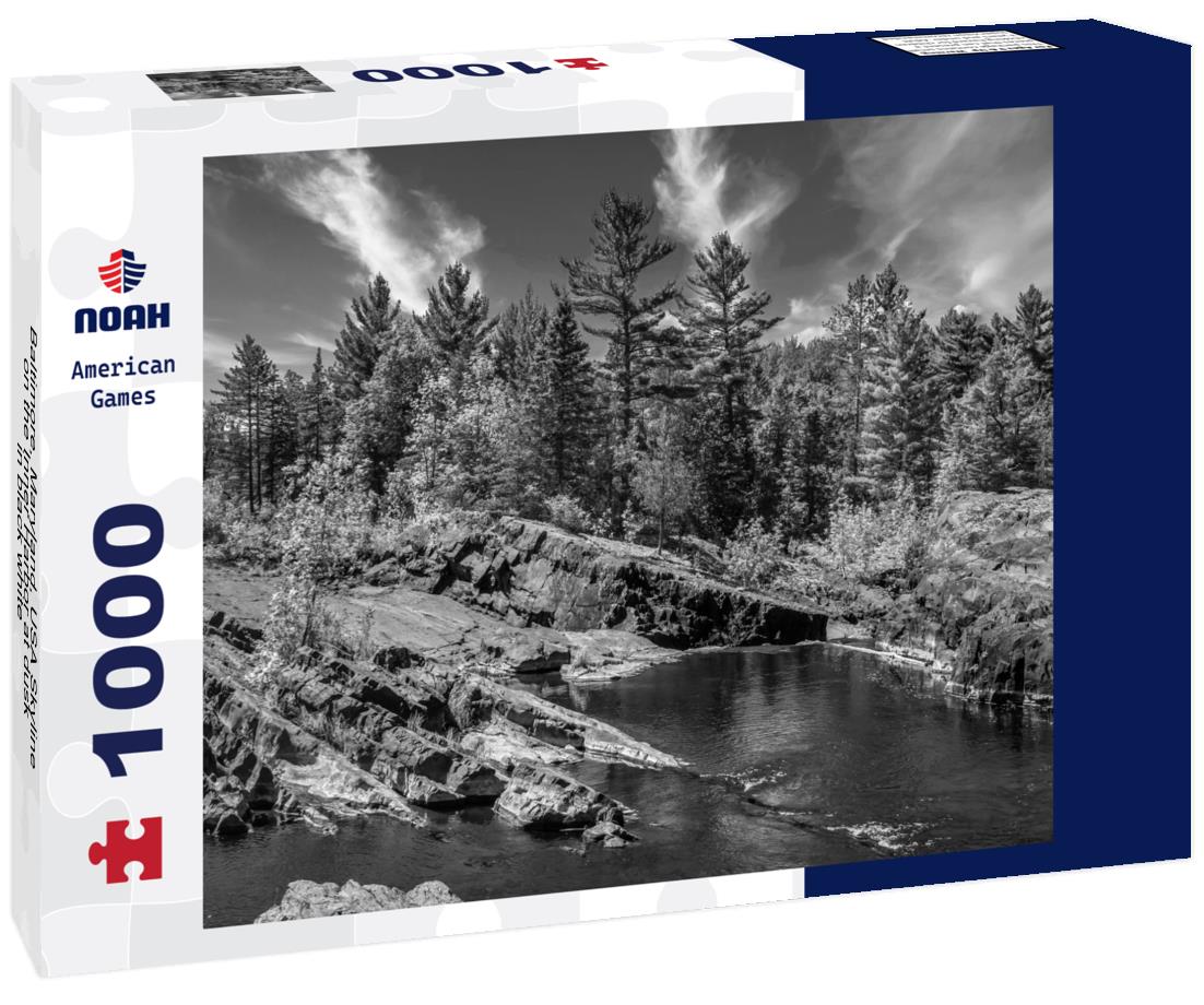 Noah Jigsaw Puzzle Baltimore, Maryland, USA Skyline on the Inner Harbor at dusk in black white 1000 pieces