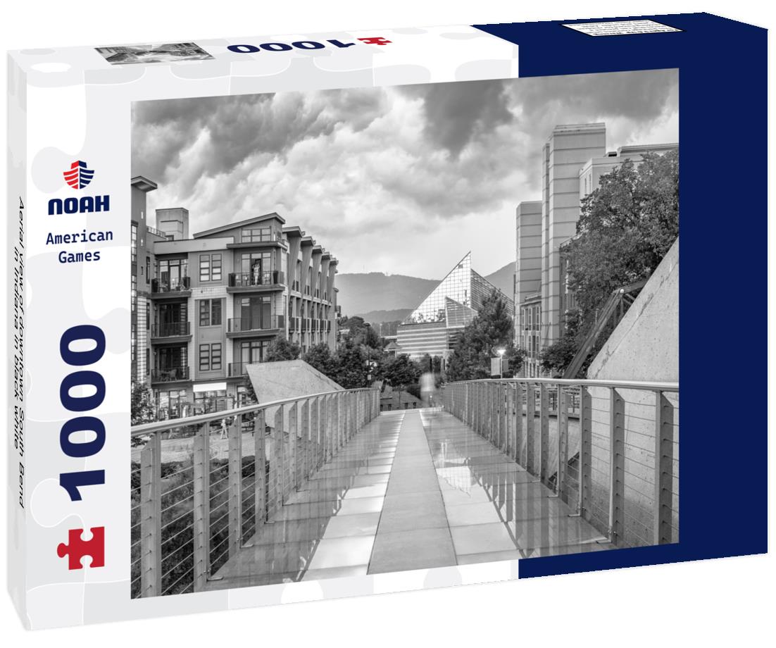 Noah Jigsaw Puzzle Aerial view of downtown South Bend in Indiana in black white 1000 pieces