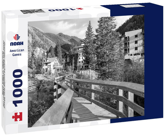 Noah Jigsaw Puzzle Dramatic colorful sunrise over Mount Hood and foggy Portland Oregon city downtown in black white 1000 pieces