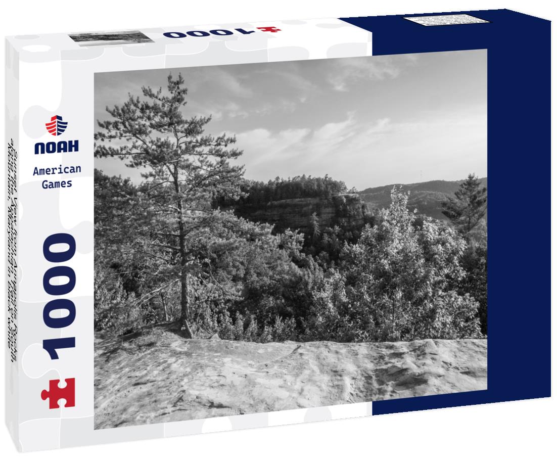 Noah Jigsaw Puzzle Sunset View from Annapolis Rocks, along the Appalachian Trail on South Mountain, Maryland in black white 1000 pieces