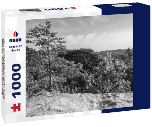 Noah Jigsaw Puzzle Sunset View from Annapolis Rocks, along the Appalachian Trail on South Mountain, Maryland in black white 1000 pieces