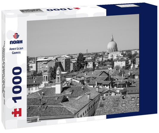 Noah Jigsaw Puzzle The famous Eastgate Clock, from the historic city walls in the city of Chester, UK in black white 1000 pieces