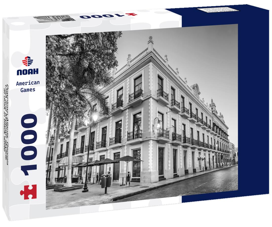 Noah Jigsaw Puzzle Downtown Atlanta, Georgia, USA and Midtown skyline at dusk in black white 1000 pieces