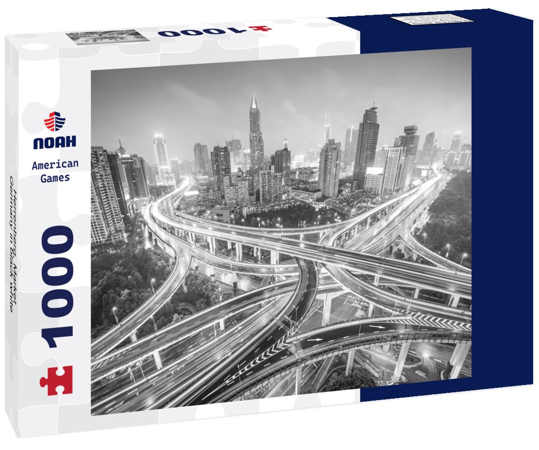 Noah Jigsaw Puzzle Herrenberg, Market, Germany in black white 1000 pieces