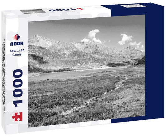 Noah Jigsaw Puzzle Sunrise over the Valley of Ten Peaks with glacial lake in the foreground in the Canadian Rockies in black white 1000 pieces