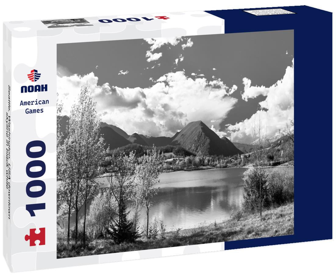 Noah Jigsaw Puzzle Seattle, Washington, USA downtown skyline in black white 1000 pieces