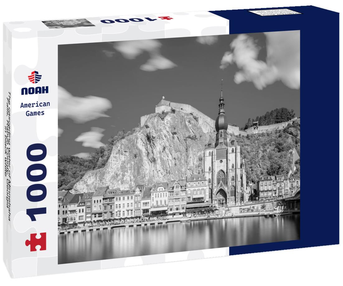 Noah Jigsaw Puzzle The cascading water of Minnehaha Falls, Rabun County, Georgia in black white 1000 pieces