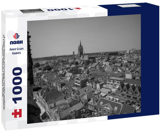 Noah Jigsaw Puzzle A picturesque and empty wooden walkway at Lake Trummen in Vaxjo, in the Smaland region, Sweden in black white 1000 pieces