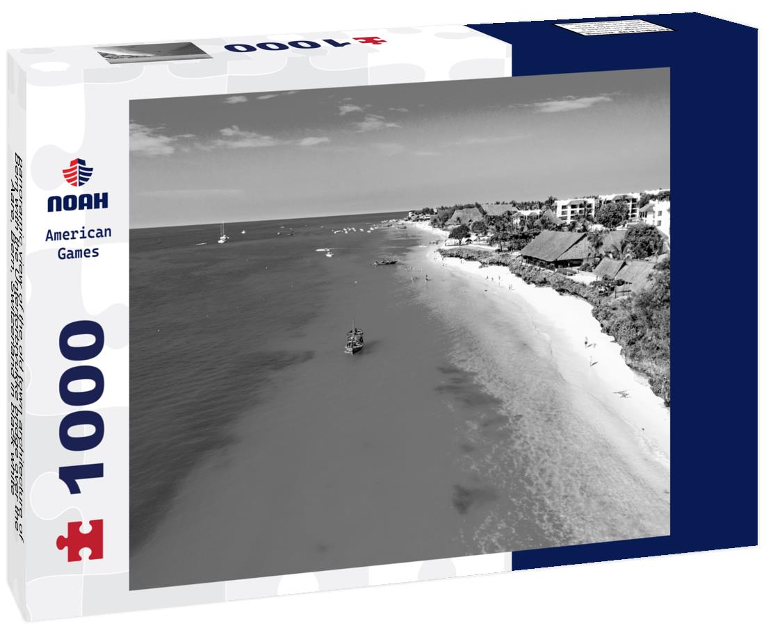 Noah Jigsaw Puzzle panoramic view of the old town architecture of Bern with the Untertorbryukke bridge over the Aare, Bern, Switzerland in black white 1000 pieces