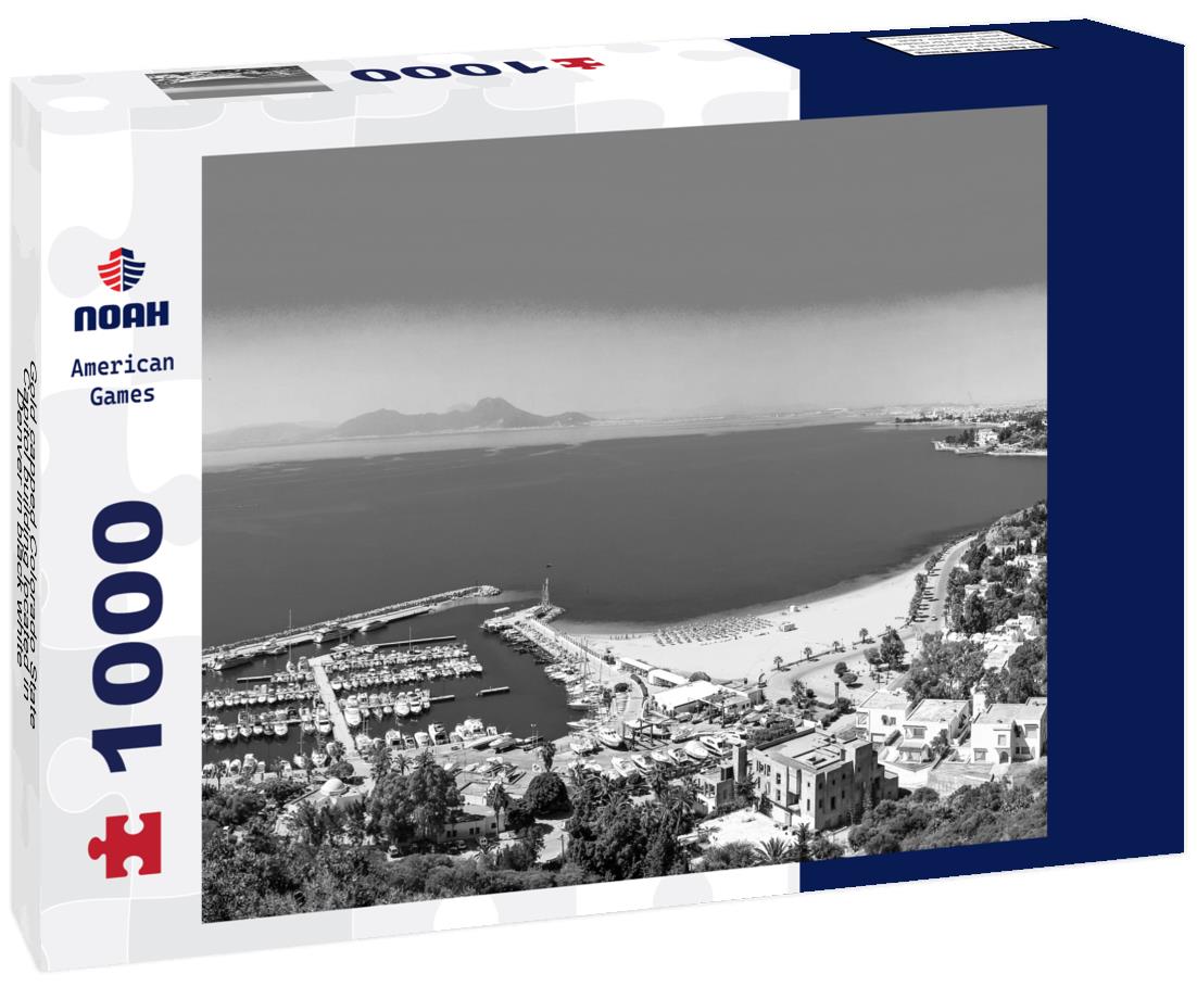 Noah Jigsaw Puzzle Gold capped Colorado State Capitol building located in Denver in black white 1000 pieces