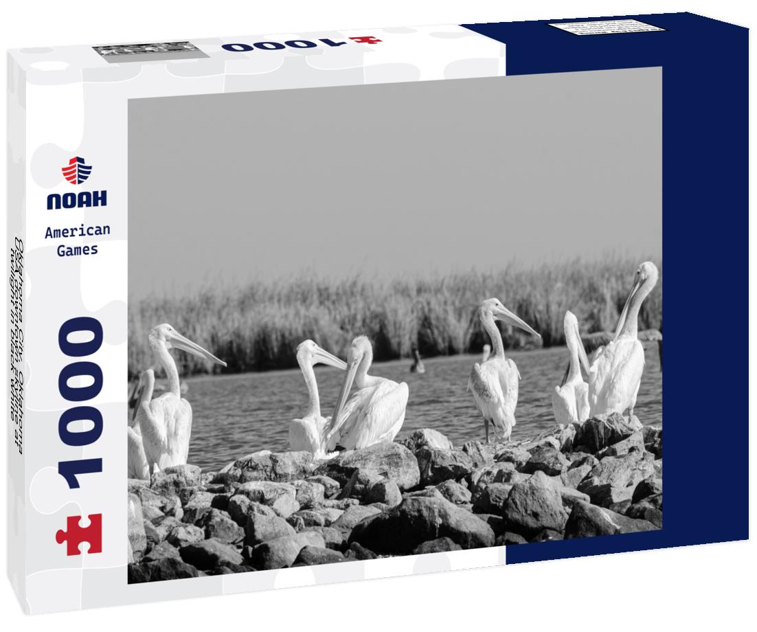 Noah Jigsaw Puzzle Oklahoma City, Oklahoma, USA downtown skyline at twilight in black white 1000 pieces