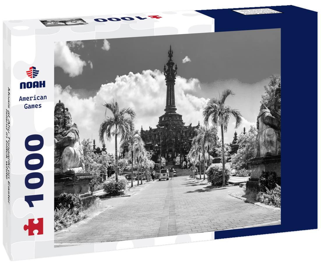 Noah Jigsaw Puzzle Moais at Ahu Tongariki on Easter Island in black white 1000 pieces