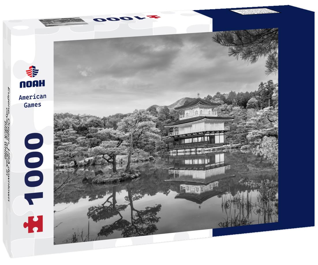 Noah Jigsaw Puzzle Eugene, Oregon, USA downtown cityscape at dusk in black white 1000 pieces