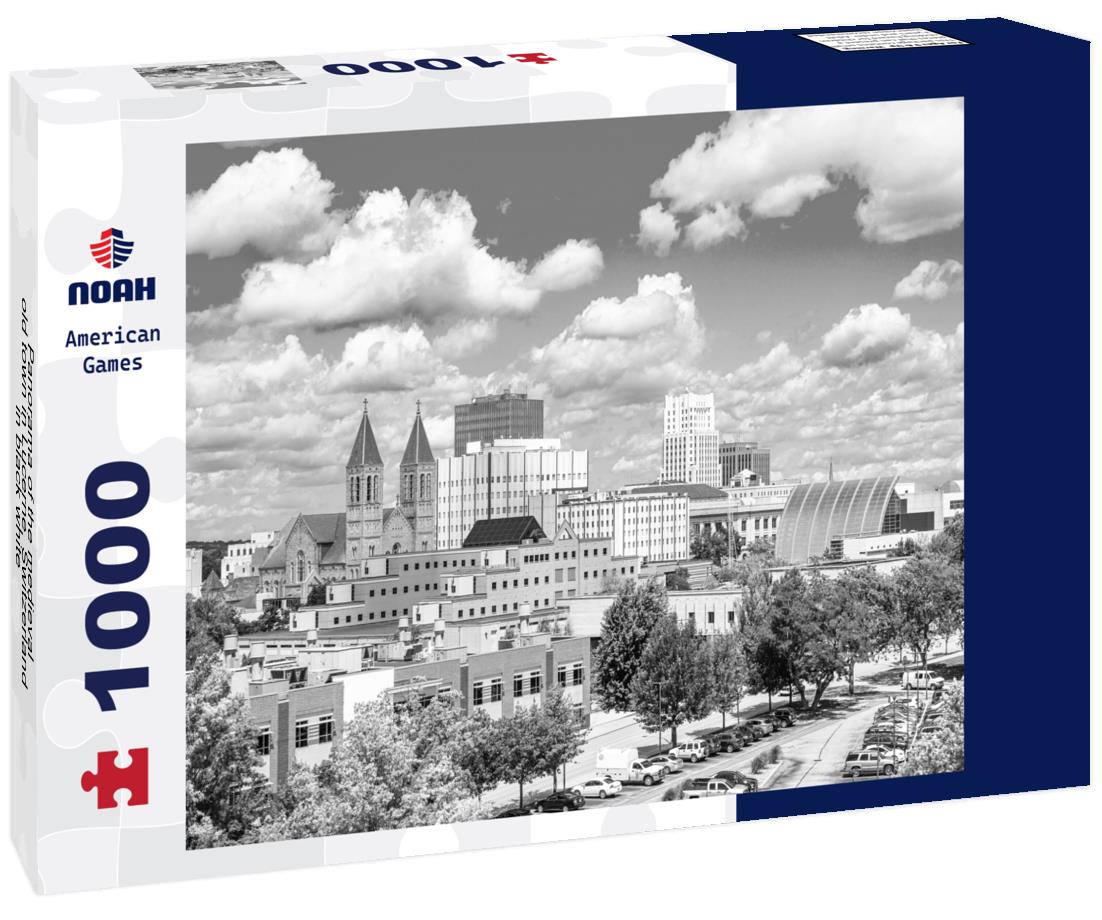 Noah Jigsaw Puzzle Panorama of the medieval old town in Lucerne, Switzerland in black white 1000 pieces