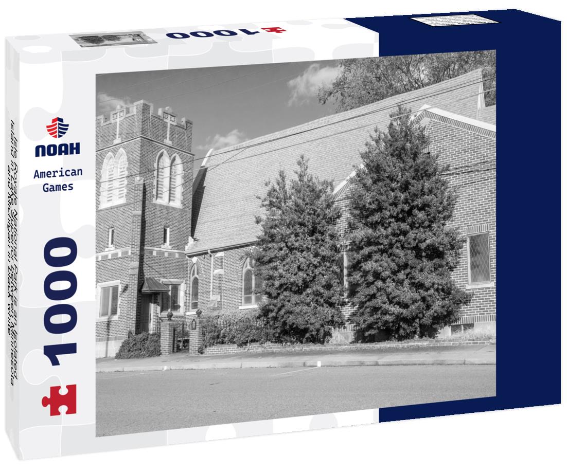 Noah Jigsaw Puzzle Isle Royale National Park is an Isolated Island in Lake Superior between Minnesota and Michigan in black white 1000 pieces