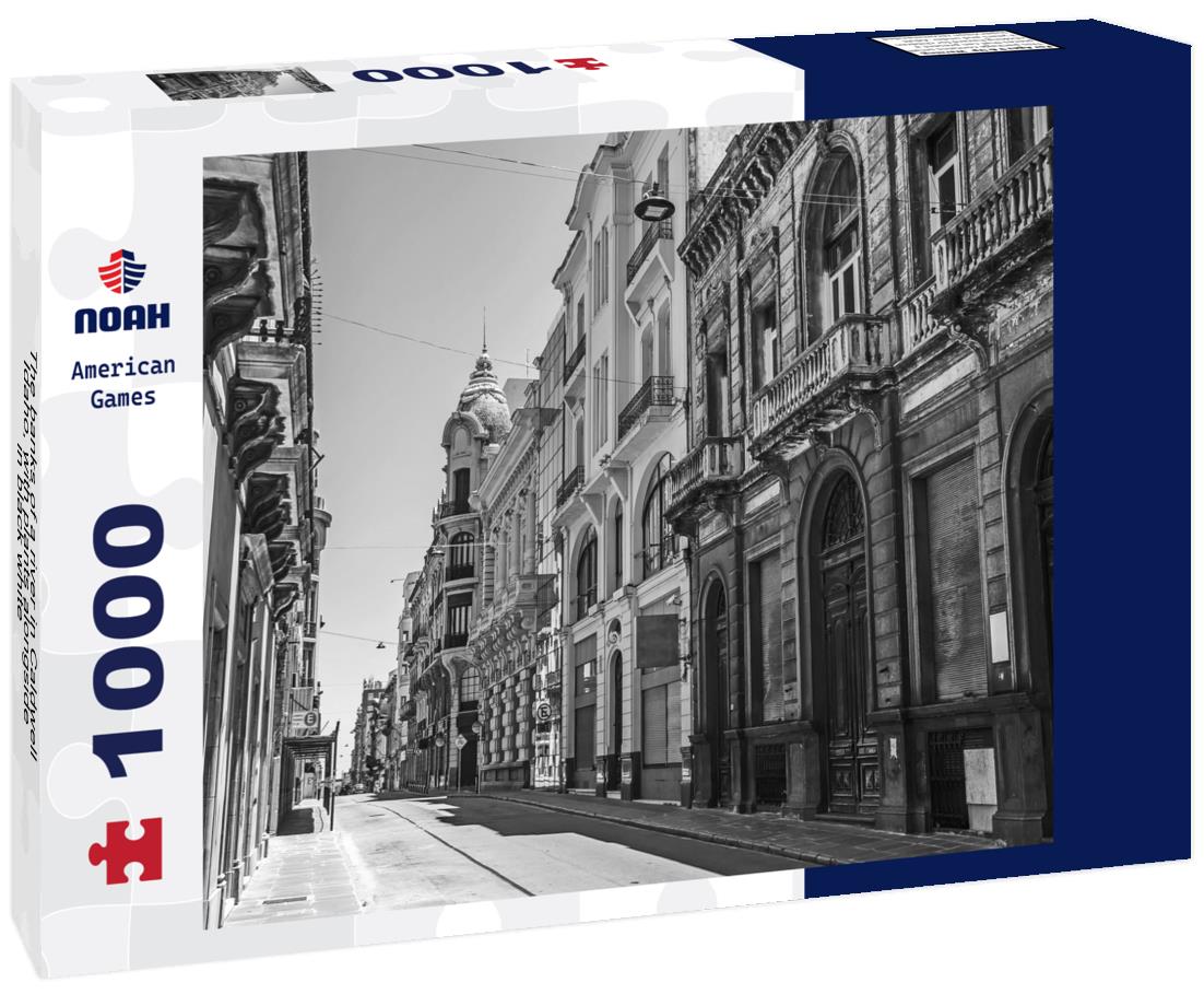 Noah Jigsaw Puzzle The banks of a river in Caldwell, Idaho, with plants alongside in black white 1000 pieces