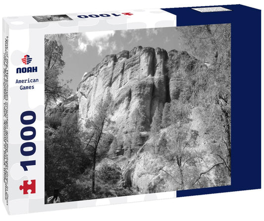 Noah Jigsaw Puzzle View of the Watchman mountain and the virgin river in Zion National Park located in the Southwestern United States, near Springdale, Utah, Arizona in black white 1000 pieces